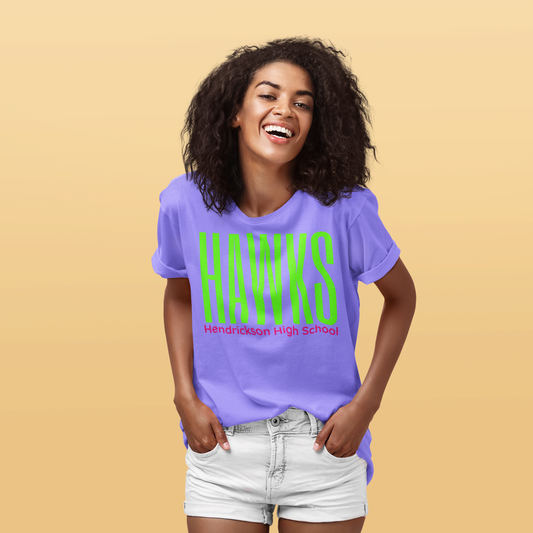 Hawk T-Shirt Unisex Violet Purple HAWK Neon Shirt Tee