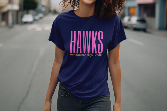 Hawk T-Shirt Unisex Navy Pink Yellow Neon Shirt Tee